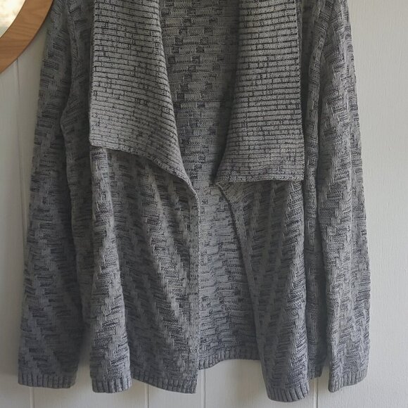 Jones New York Sport Knit Cardigan in Cotton & Acrylic , Open with Shawl  Design - Picture 2 of 7